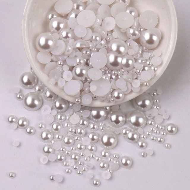 Mixed Color Half Round Pearl white·
